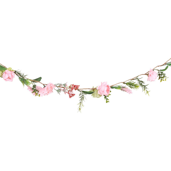 Guirlande de fleurs - 1.20 m - Rose et vert | Le Géant de la Fête