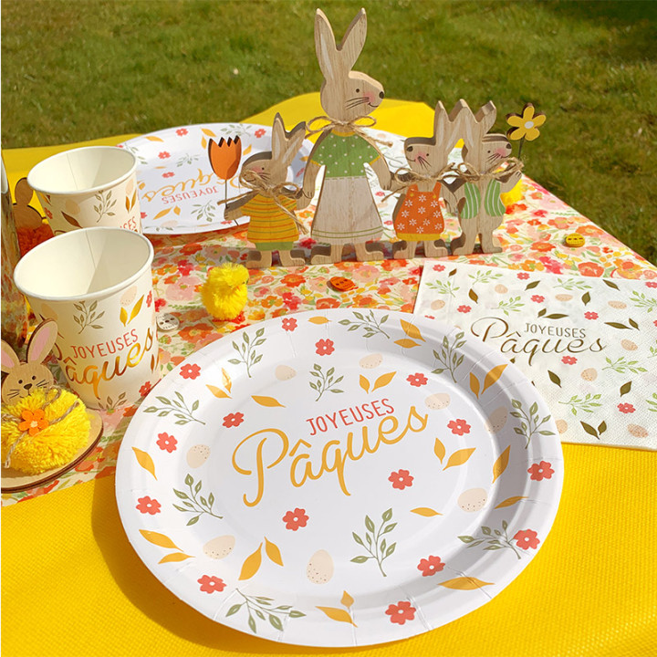 Assiettes "Joyeuses Pâques" - lot de 6 | Le Géant de la Fête