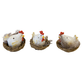 Poules dans leur nid - lot de 3 - Blanc | Le Géant de la Fête