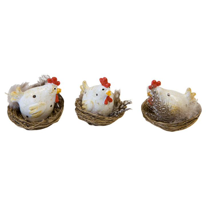 Poules dans leur nid - lot de 3 - Blanc | Le Géant de la Fête