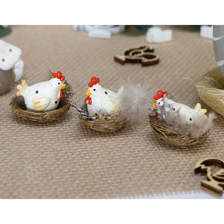 Poules dans leur nid - lot de 3 - Blanc | Le Géant de la Fête
