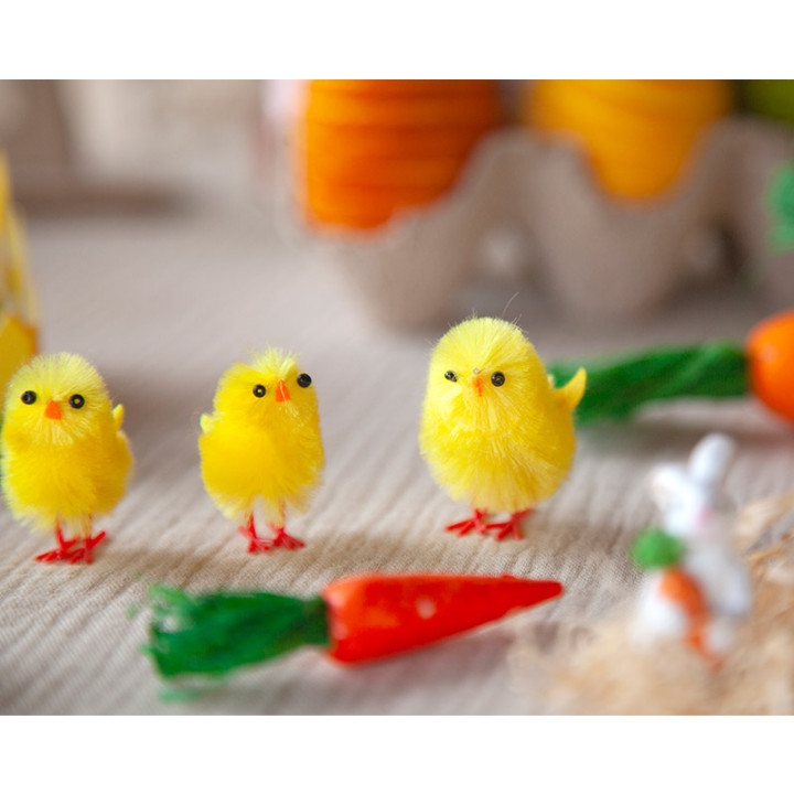 Poussins jaunes en chenille - 3.5 cm - lot de 12 | Le Géant de la Fête