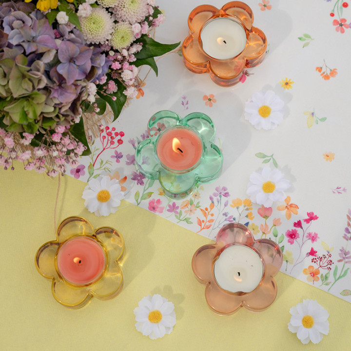 Porte bougie - Fleur - Jaune | Le Géant de la Fête