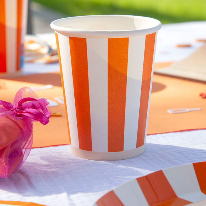 Gobelets - Bordures à rayures - lot de 6 - Orange | Le Géant de la Fête