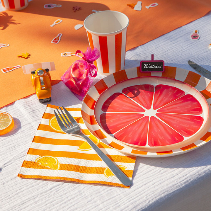 Gobelets - Bordures à rayures - lot de 6 - Orange | Le Géant de la Fête