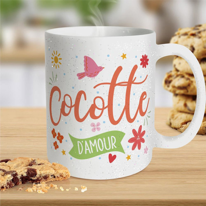 Mug pailleté "Cocotte d'amour" | Le Géant de la Fête