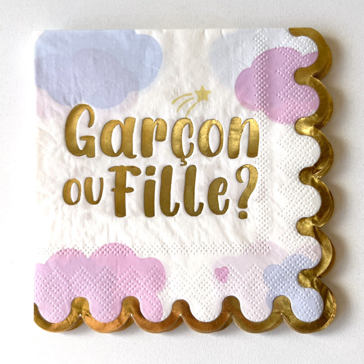 Serviettes cocktail - Garçon ou fille - lot de 10 | Le Géant de la Fête