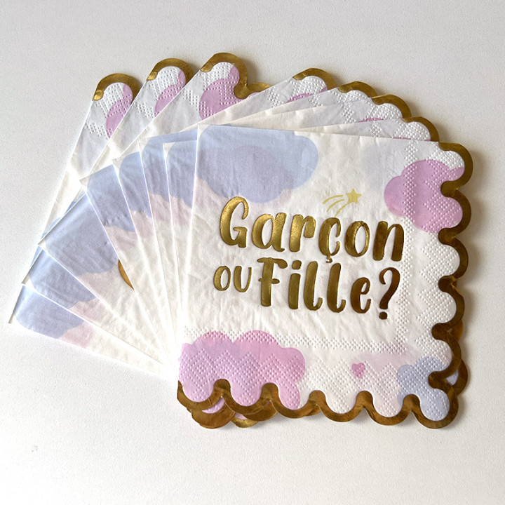 Serviettes cocktail - Garçon ou fille - lot de 10 | Le Géant de la Fête