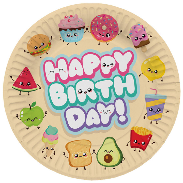 Assiettes "Happy Birthday" - Kawaï - lot de 8 | Le Géant de la Fête