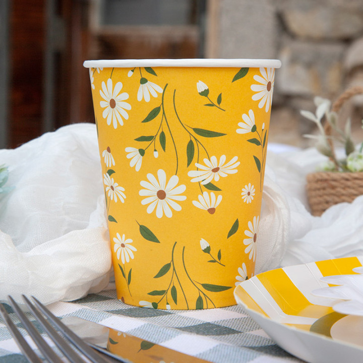 Gobelets - Marguerites - lot de 6 - Jaune | Le Géant de la Fête