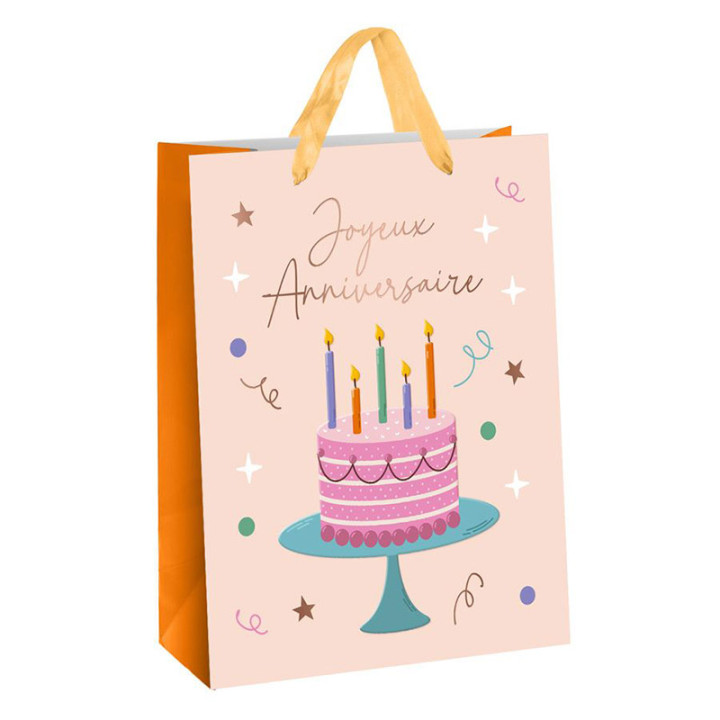 Sac cadeau "Anniversaire" - Gâteau - Moyen | Le Géant de la Fête
