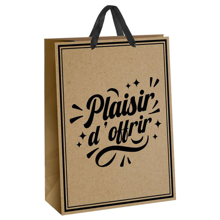Sac cadeau "Plaisir d'offrir" - Kraft - Grand | Le Géant de la Fête