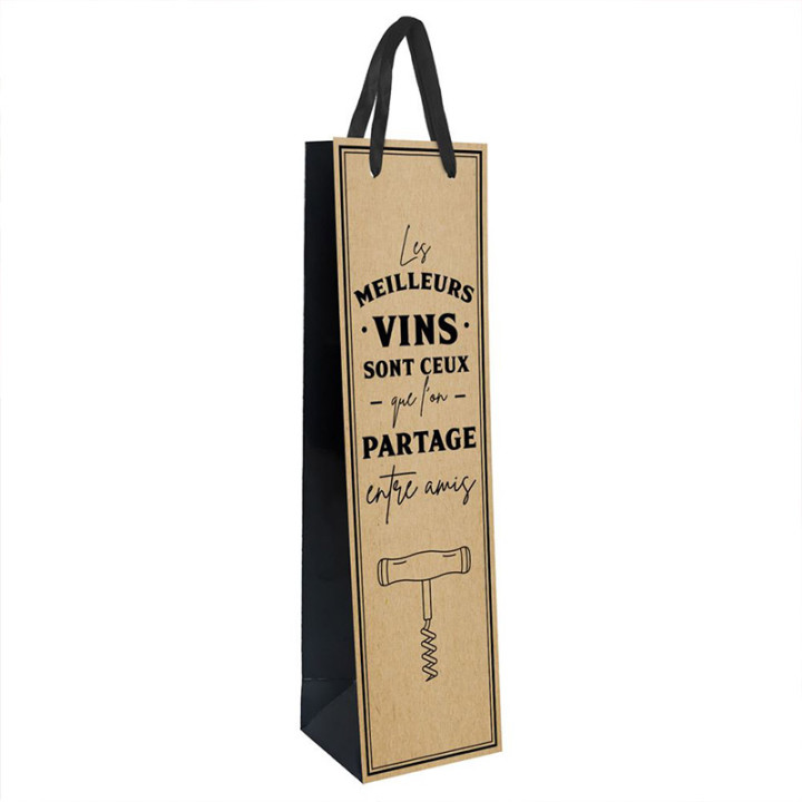 Sac "Meilleurs vins" pour bouteille - Kraft | Le Géant de la Fête