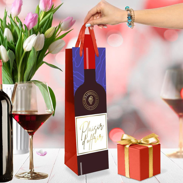 Sac "Plaisir d'offrir" pour bouteille - Bouteille | Le Géant de la Fête