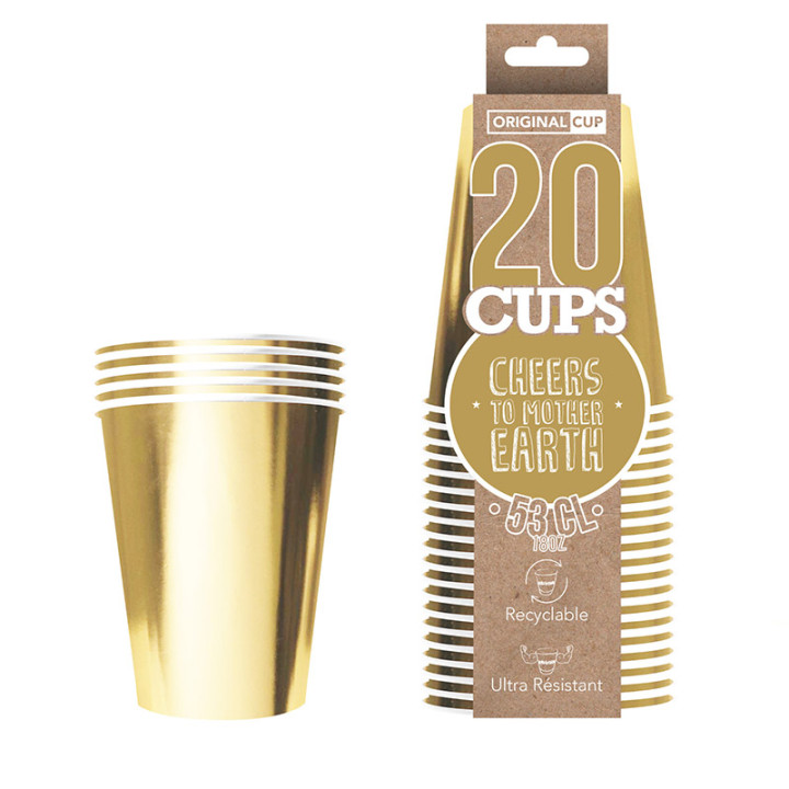 Gobelets - Paper Cup - lot de 20 - Métallique | Le Géant de la Fête