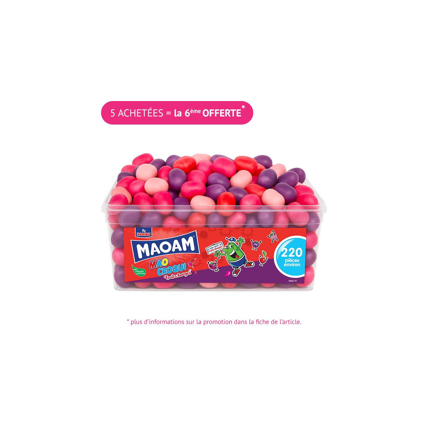 Haribo Bon Bons Rouges Bonbons Mao Croqui Fruis rouges - 220 pièces - Haribo | Le Géant de la Fête