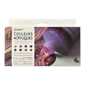 Set d'initiation à l'acrylique - AMT - 8 tubes - Paillettes | Le Géant de la Fête