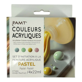 Set d'initiation à l'acrylique - AMT - 4 tubes - Pastel | Le Géant de la Fête