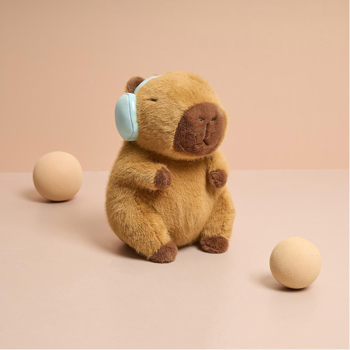 Peluche - Capybara casque - 20 cm | Le Géant de la Fête