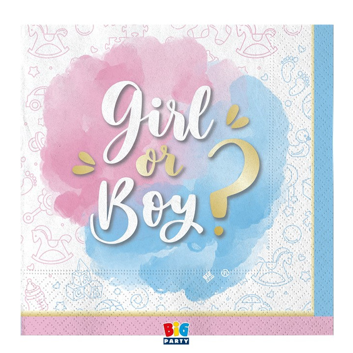 Serviettes - Bébé "Girl or Boy" - lot de 20 | Le Géant de la Fête