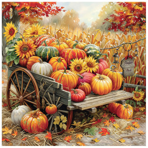 Serviettes décorées - Citrouilles et charettes - lot de 20 | Le Géant de la Fête