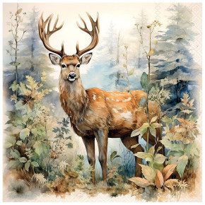 Serviettes décorées - Cerfs élégant - lot de 20 | Le Géant de la Fête