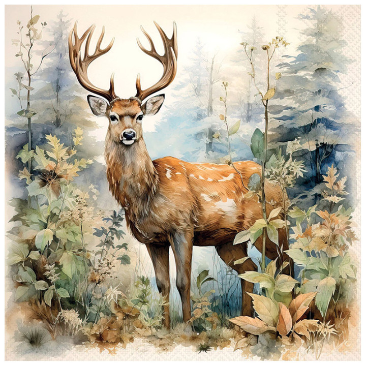 Serviettes décorées - Cerfs élégant - lot de 20 | Le Géant de la Fête