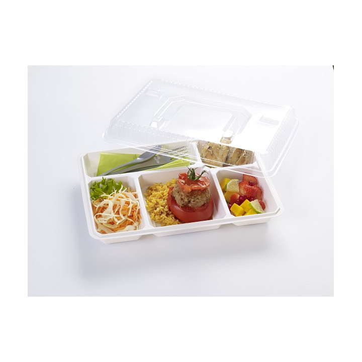 Couvercles pour plateaux repas - 5 compartiments - lot de 25 | Le Géant de la Fête