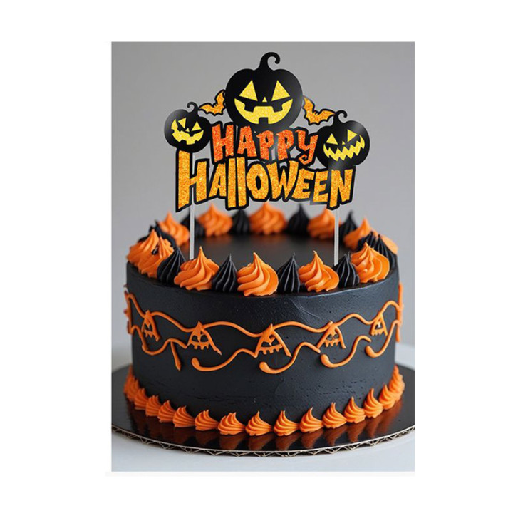 Décoration de gâteau "Happy Halloween" - Citrouilles | Le Géant de la Fête
