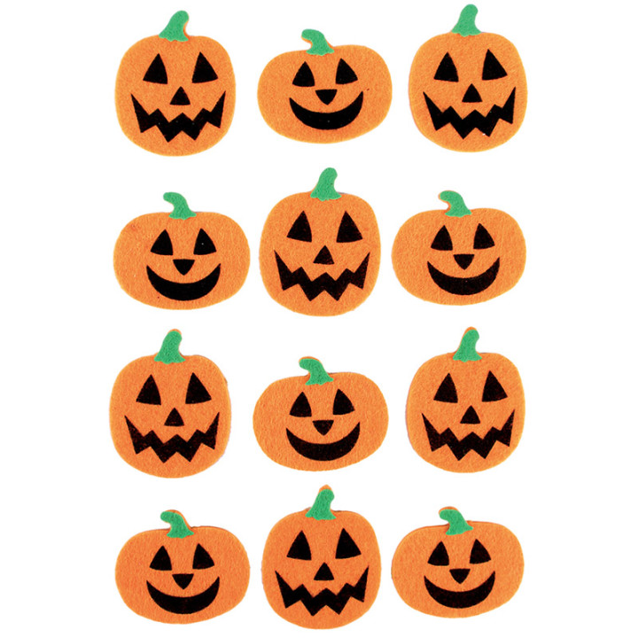 Stickers en feutrine - Citrouilles - lot de 12 | Le Géant de la Fête