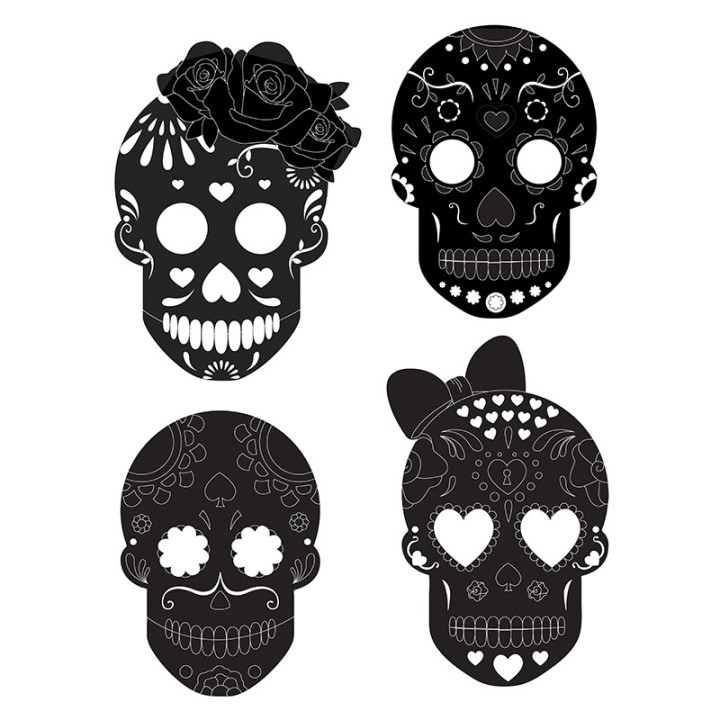 Masque à gratter - Crânes - lot de 4 | Le Géant de la Fête