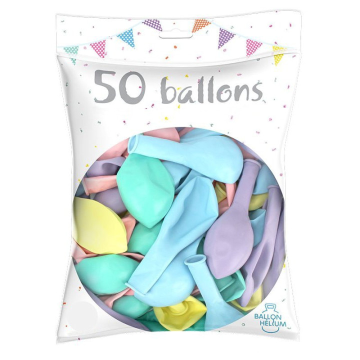 Ballons de baudruche - lot de 50 - Pastel | Le Géant de la Fête