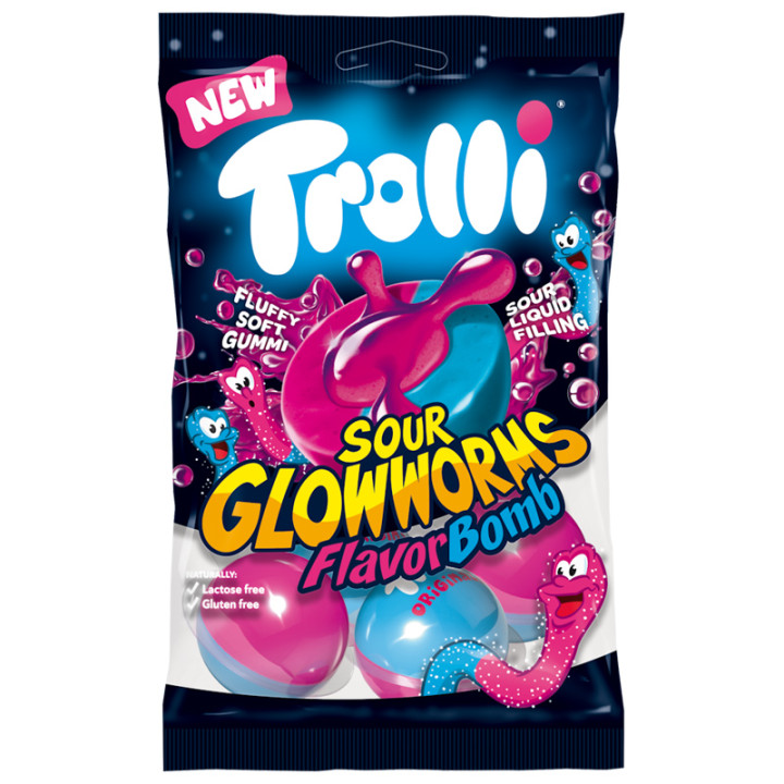 Bonbons - Sour Glow Worms - 75 g - Trolli | Le Géant de la Fête