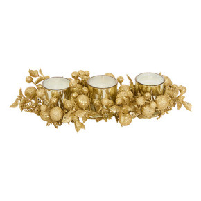 Set de 3 bougeoirs - Feuillage pailleté - Doré | Le Géant de la Fête