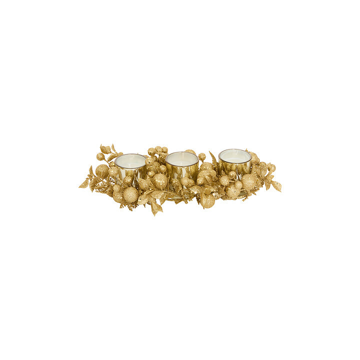 Set de 3 bougeoirs - Feuillage pailleté - Doré | Le Géant de la Fête