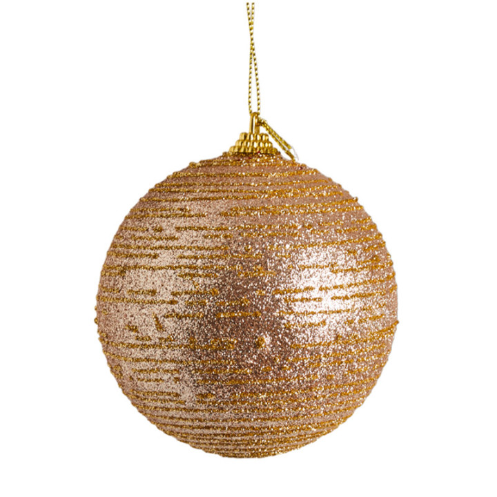 Boule de Noël - Paillettes - 8 cm - Doré | Le Géant de la Fête