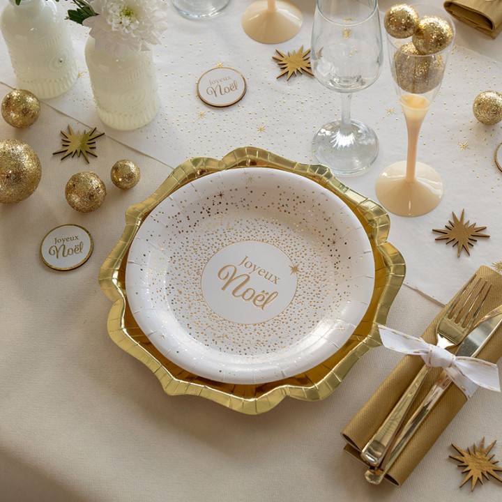 Assiettes - Ornement étincelant - lot de 10 - Blanc | Le Géant de la Fête