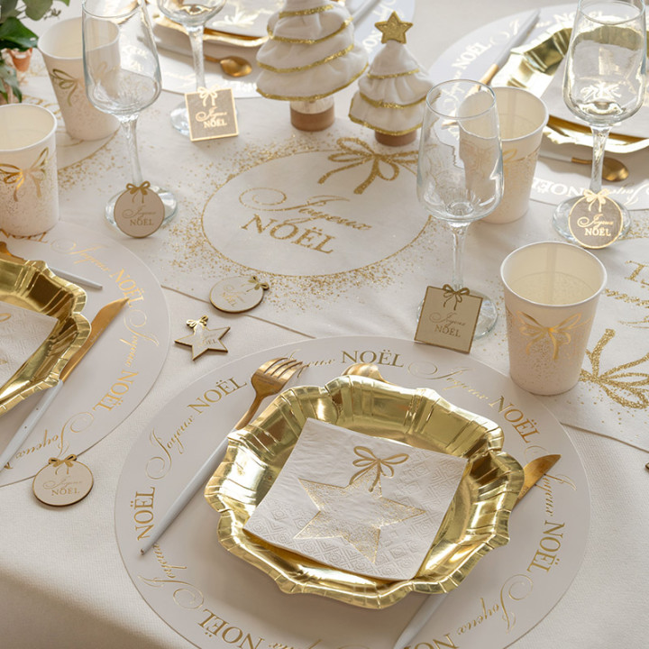 Serviettes cocktail - Ornement étincelant - lot de 20 - Blanc | Le Géant de la Fête
