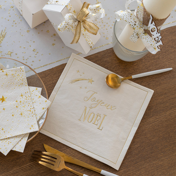 Serviettes - Ornement étincelant - lot de 10 - Blanc | Le Géant de la Fête