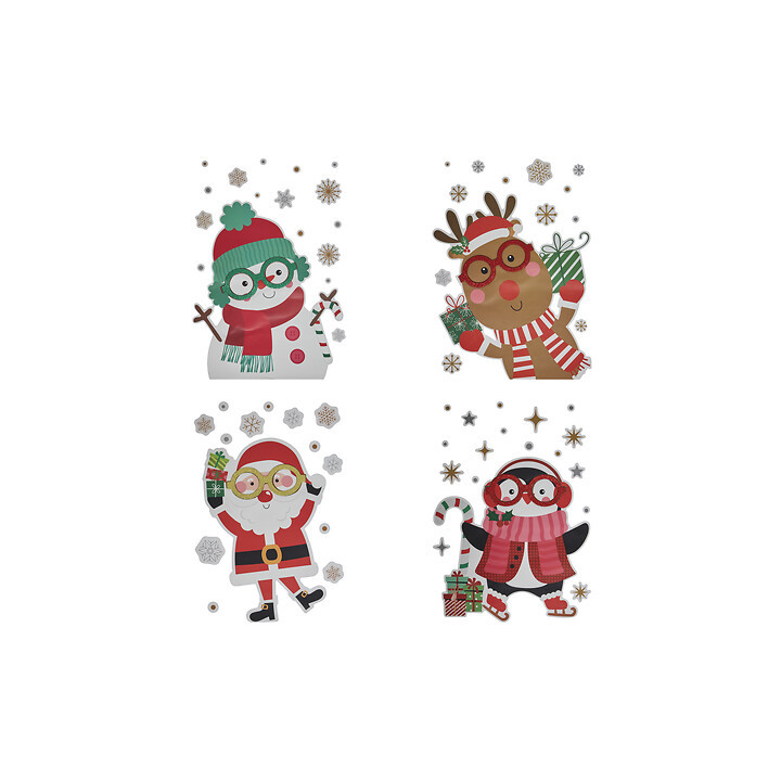 Décoration de vitre - Personnage de Noël à lunettes | Le Géant de la Fête