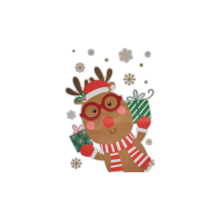 Décoration de vitre - Personnage de Noël à lunettes | Le Géant de la Fête