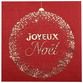 Serviettes "Joyeux Noël" - Noël Étincelant - lot de 10 - Rouge | Le Géant de la Fête