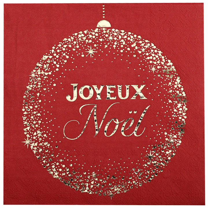 Serviettes "Joyeux Noël" - Noël Étincelant - lot de 10 - Rouge | Le Géant de la Fête