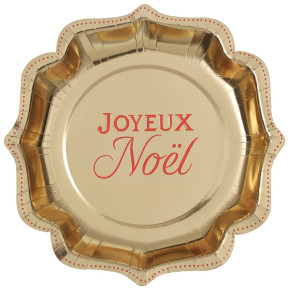 Assiettes "Joyeux Noël" - Noël Étincelant - lot de 10 - Doré | Le Géant de la Fête