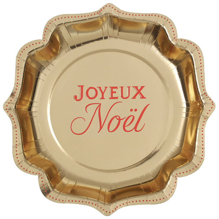Assiettes "Joyeux Noël" - Noël Étincelant - lot de 10 - Doré | Le Géant de la Fête
