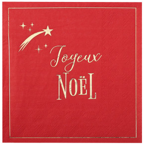 Serviettes "Joyeux Noël" - Étoile filante - lot de 10 - Rouge | Le Géant de la Fête