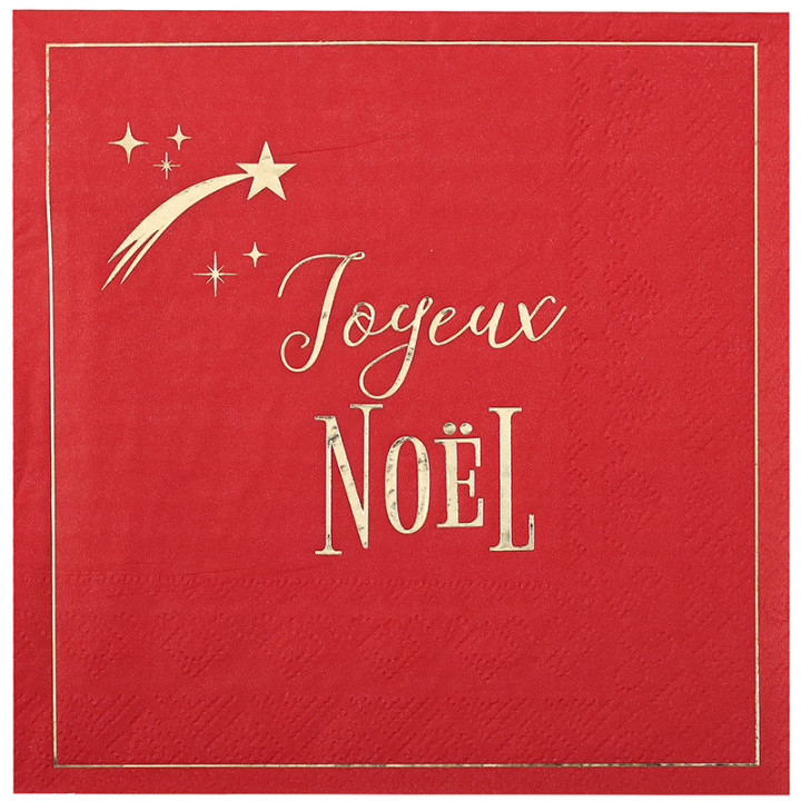 Serviettes "Joyeux Noël" - Étoile filante - lot de 10 - Rouge | Le Géant de la Fête