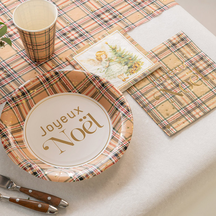 Chemin de table - Tartan - 2.50 m - Beige | Le Géant de la Fête