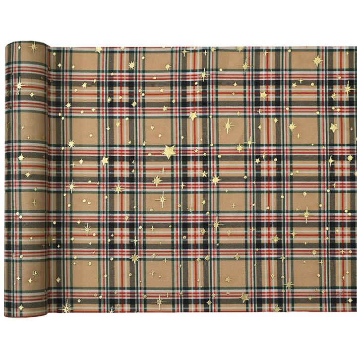 Chemin de table - Tartan - 2.50 m - Beige | Le Géant de la Fête