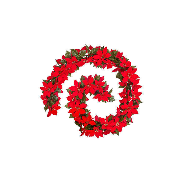 Guirlande touffue de poinsettia - 1.80 m | Le Géant de la Fête